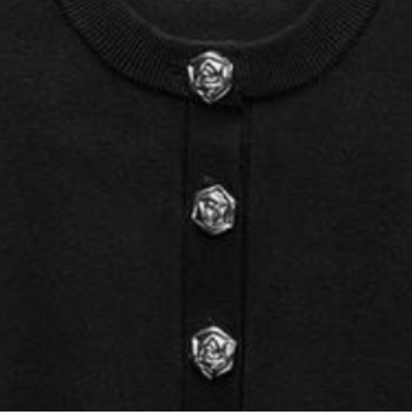 Black Zara cardigan with metal buttons. Never worn. NWT - Picture 2 of 2
